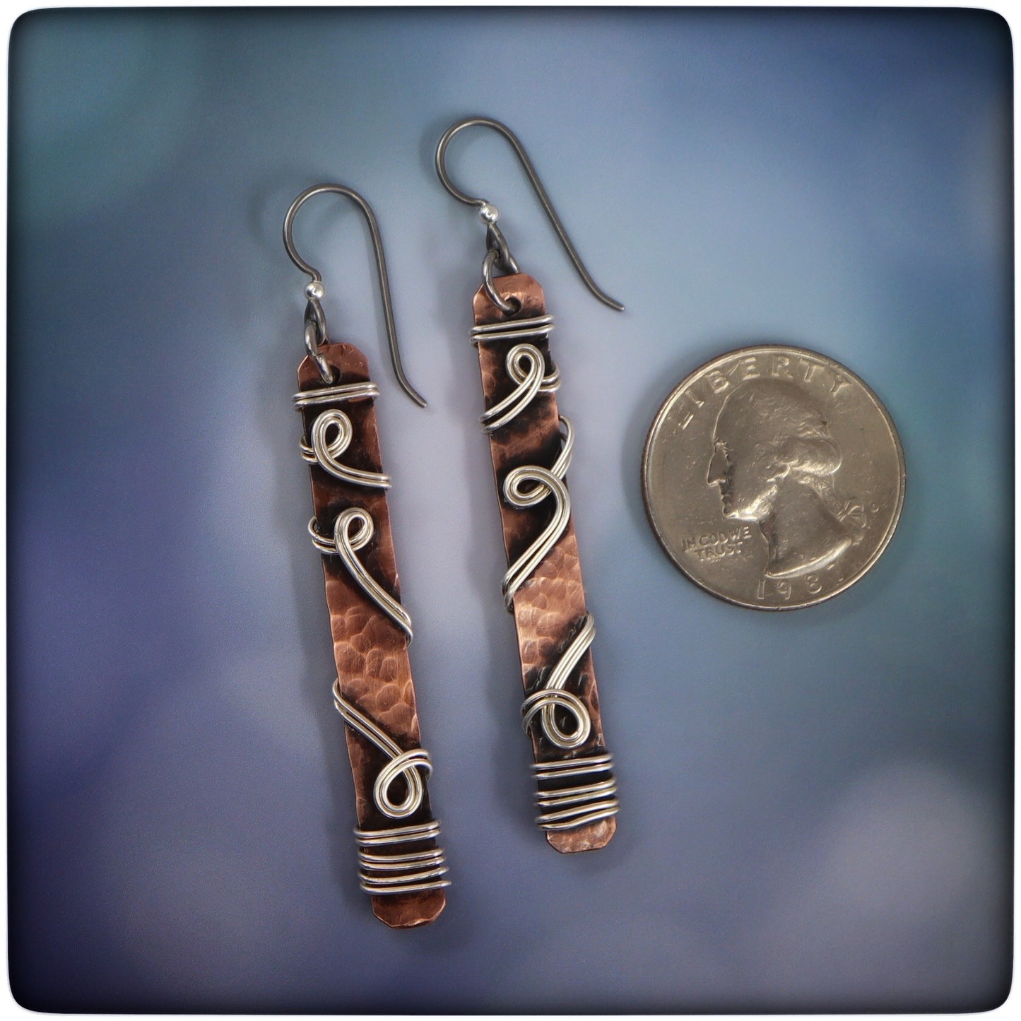 "Go With the Flow"  Copper and Sterling Dangle Earrings