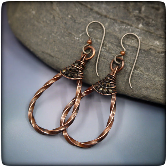 Twisted Copper Hoop Earrings