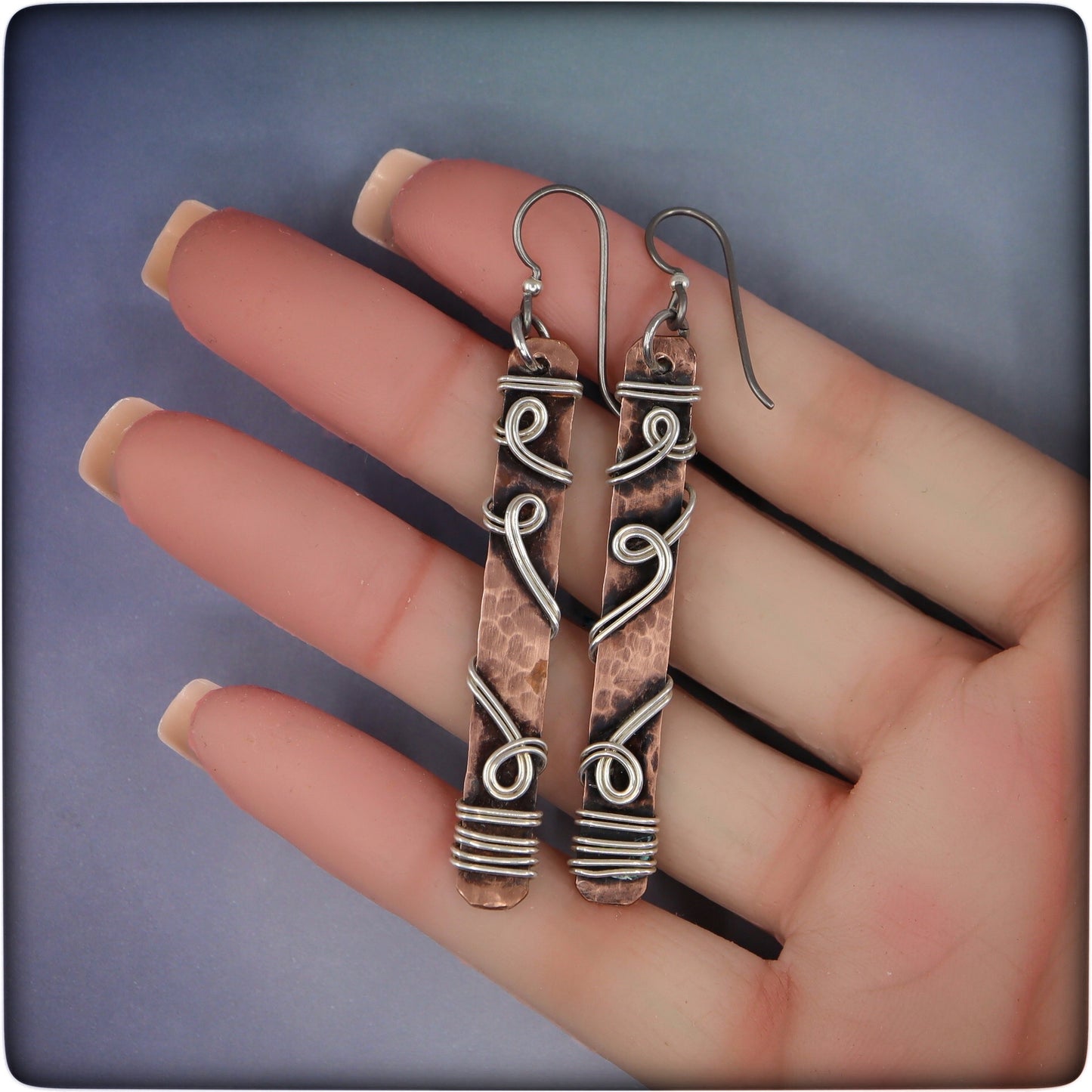 "Go With the Flow"  Copper and Sterling Dangle Earrings