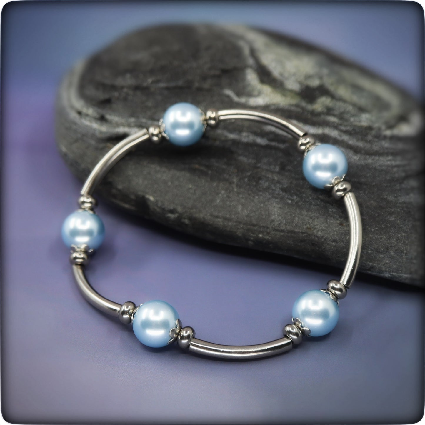 Gratitude Bracelet Swarovski Pale Blue Pearls