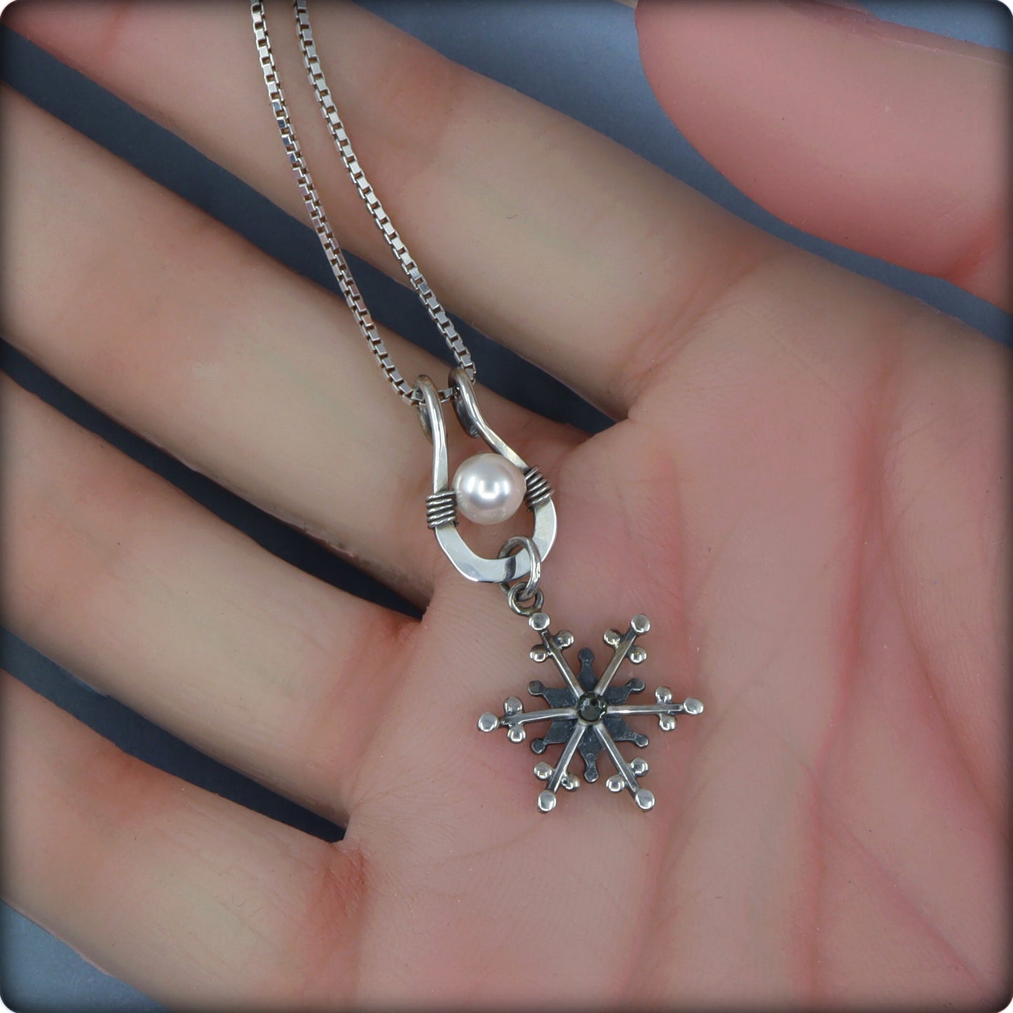 Snowflake and Pearl Necklace