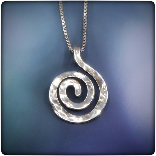 Swirling Silver Eternity Spiral Necklace